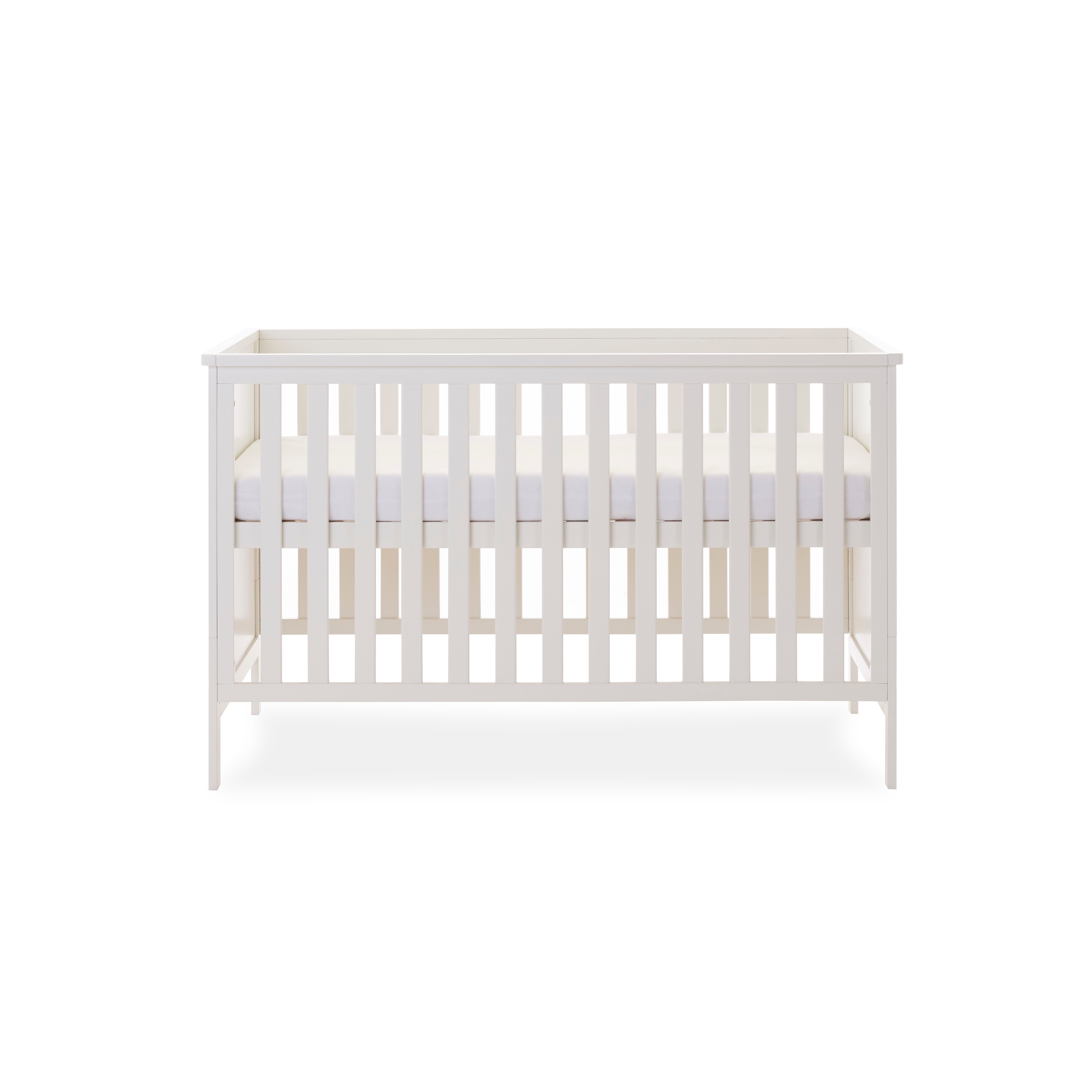 Cot bed, with solid ends, rails on sides & trim on top