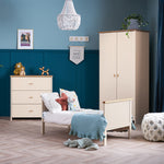 Mini Cot Bed converted into toddler bed with matching furniture