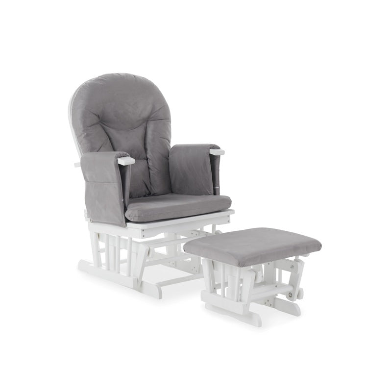 Wooden Gliding Nursery Chair with cushioned seat & gliding stool