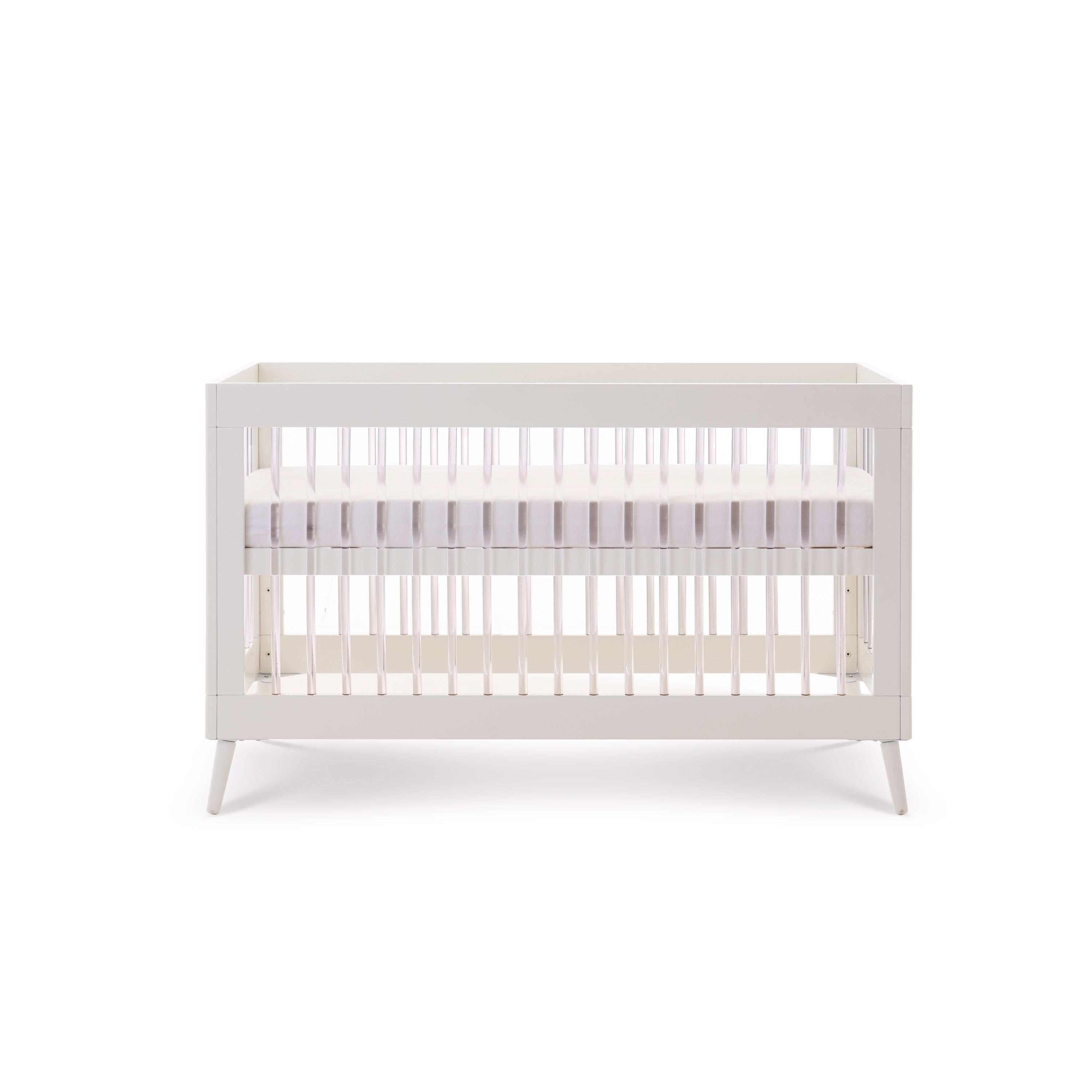 Maya White & Acrylic Cot Bed - 3 level bases