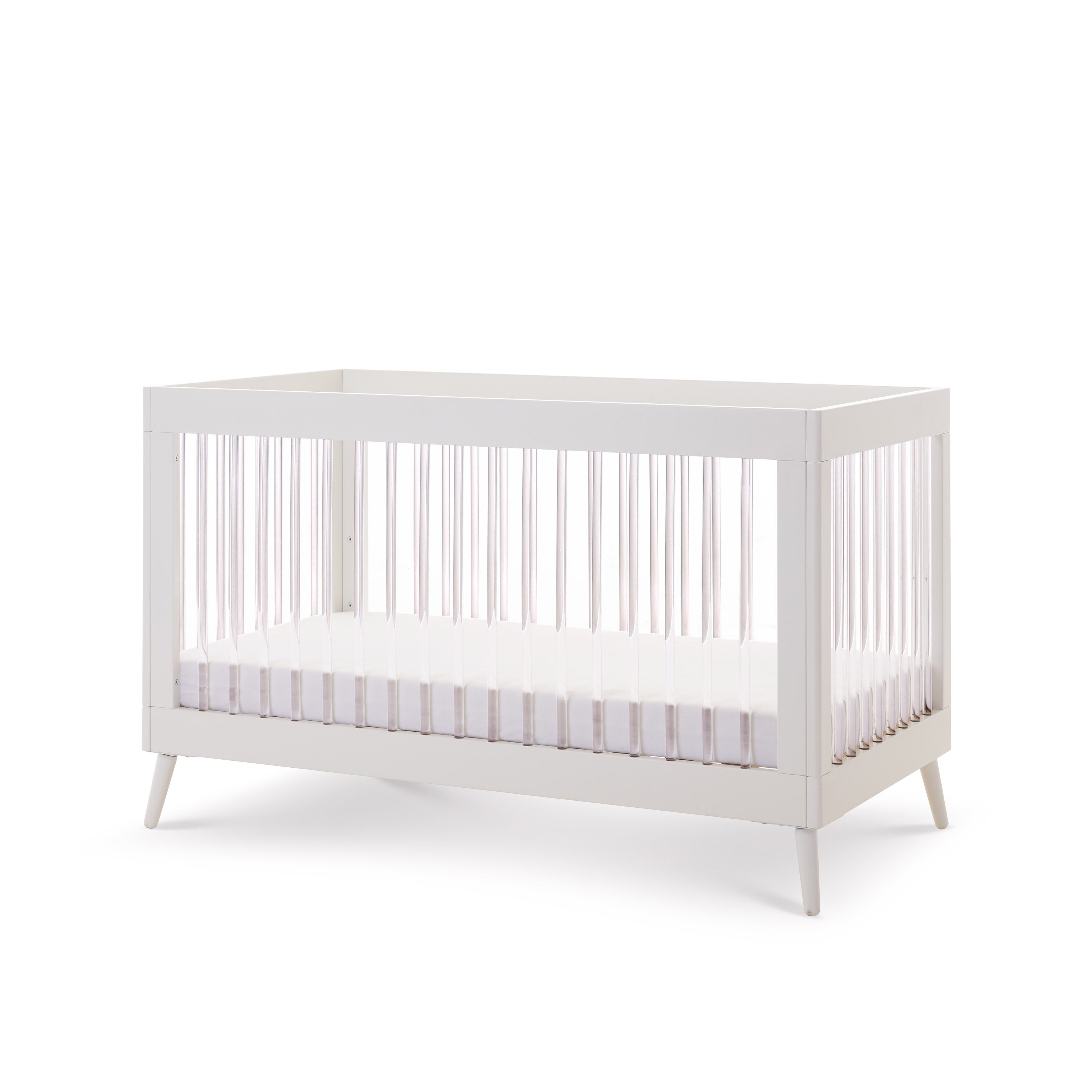 White Cot Bed with acrylic rails