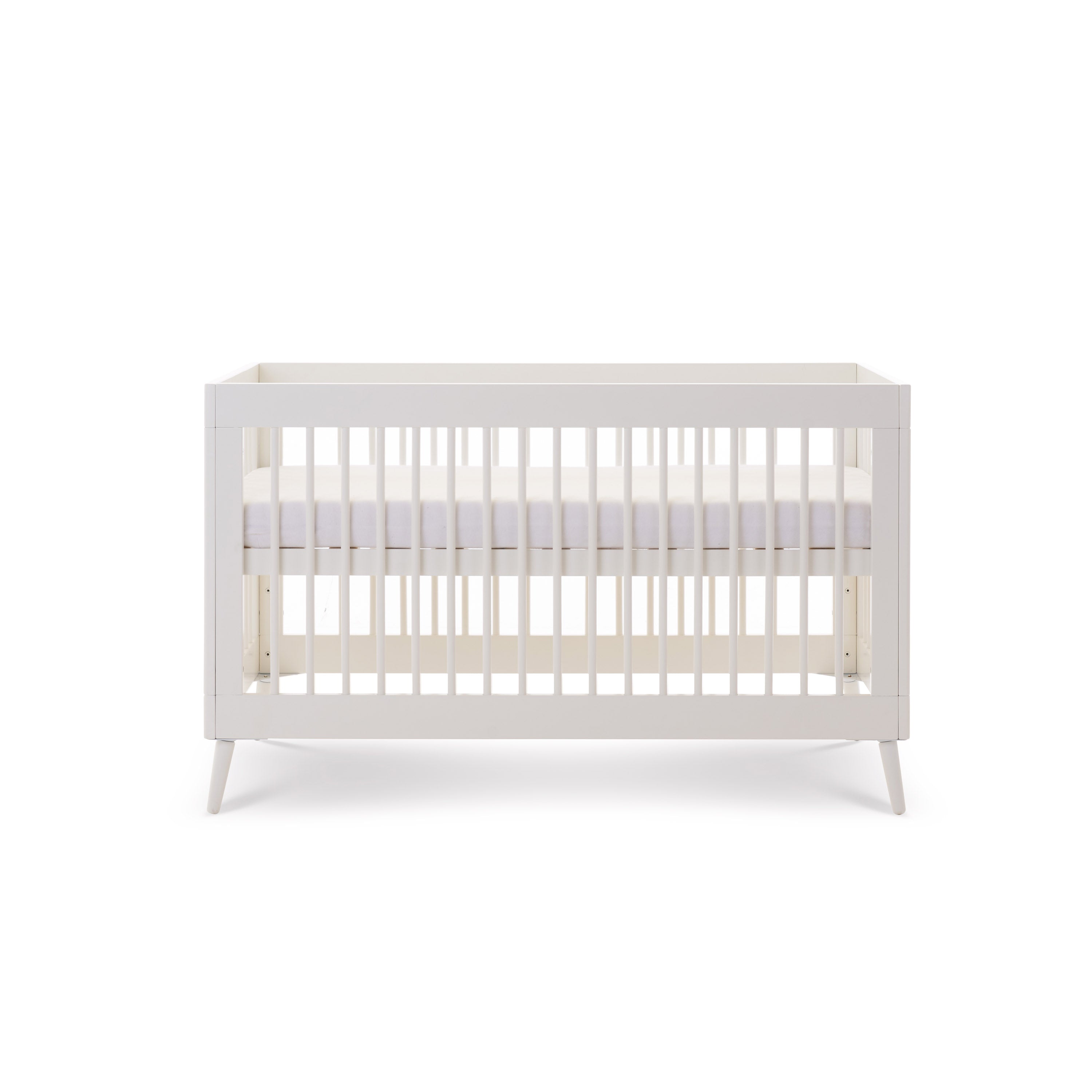 White Scandi Cot Bed with rails