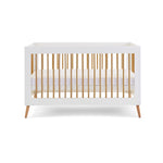 Maya Scandi Cot Bed - White with Natural Rails