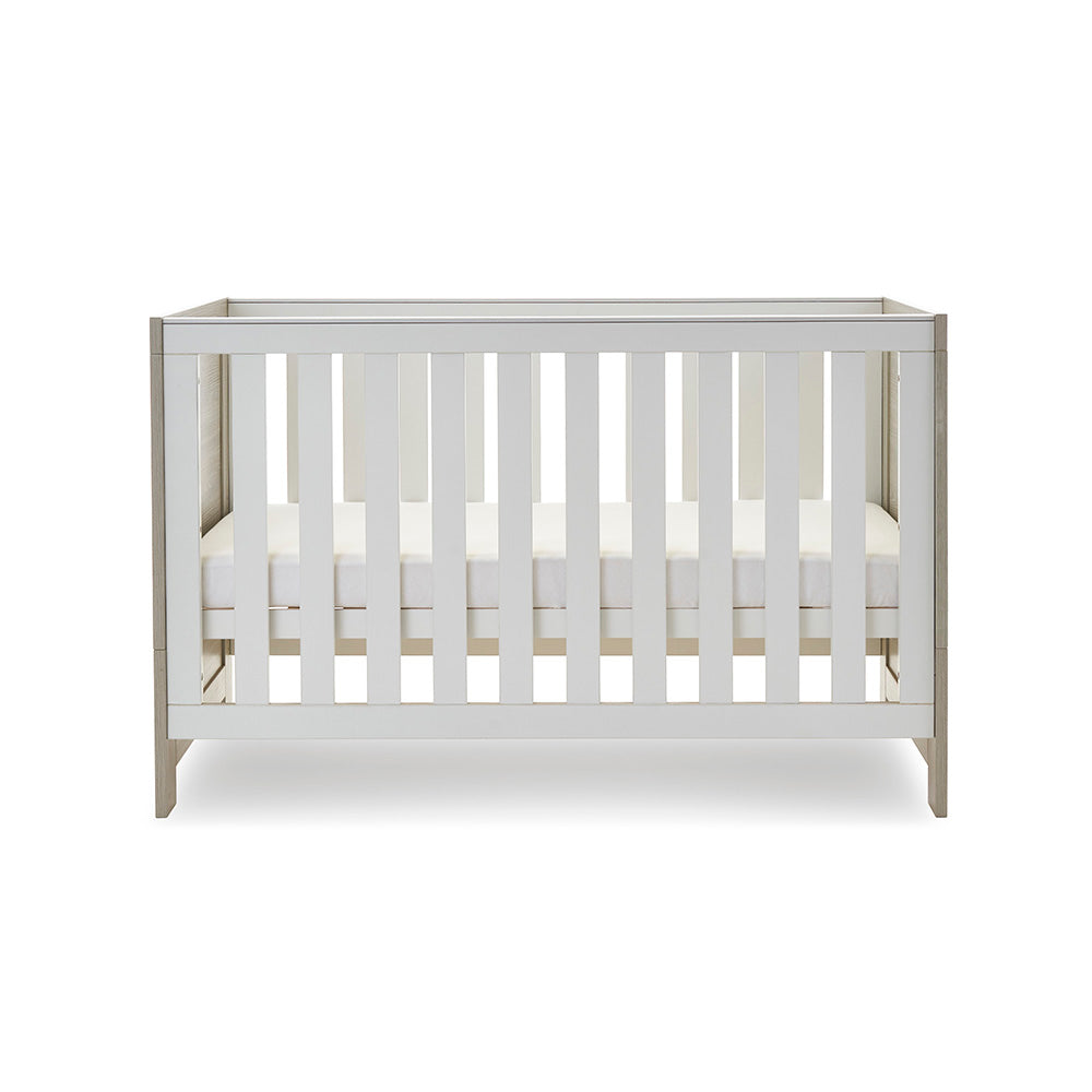 Cot Bed with solid ends, base at middle setting