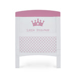 Cot Bed End, with printed princess logo on the front.