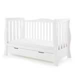 Sleigh Cot Bed, front side removed, creating a day bed. Under Drawer included.