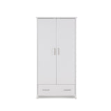 Compact Double Wardrobe with 3 doors & drawer at the bottom with meta handles.