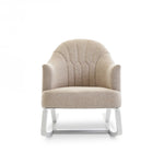 padded nursery chair with rocking legs.