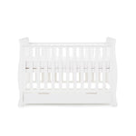 Mini Sleigh cot bed, with base on new born setting & under drawer included.