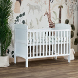White Mini Cot Bed with closed ends & 3 base levels