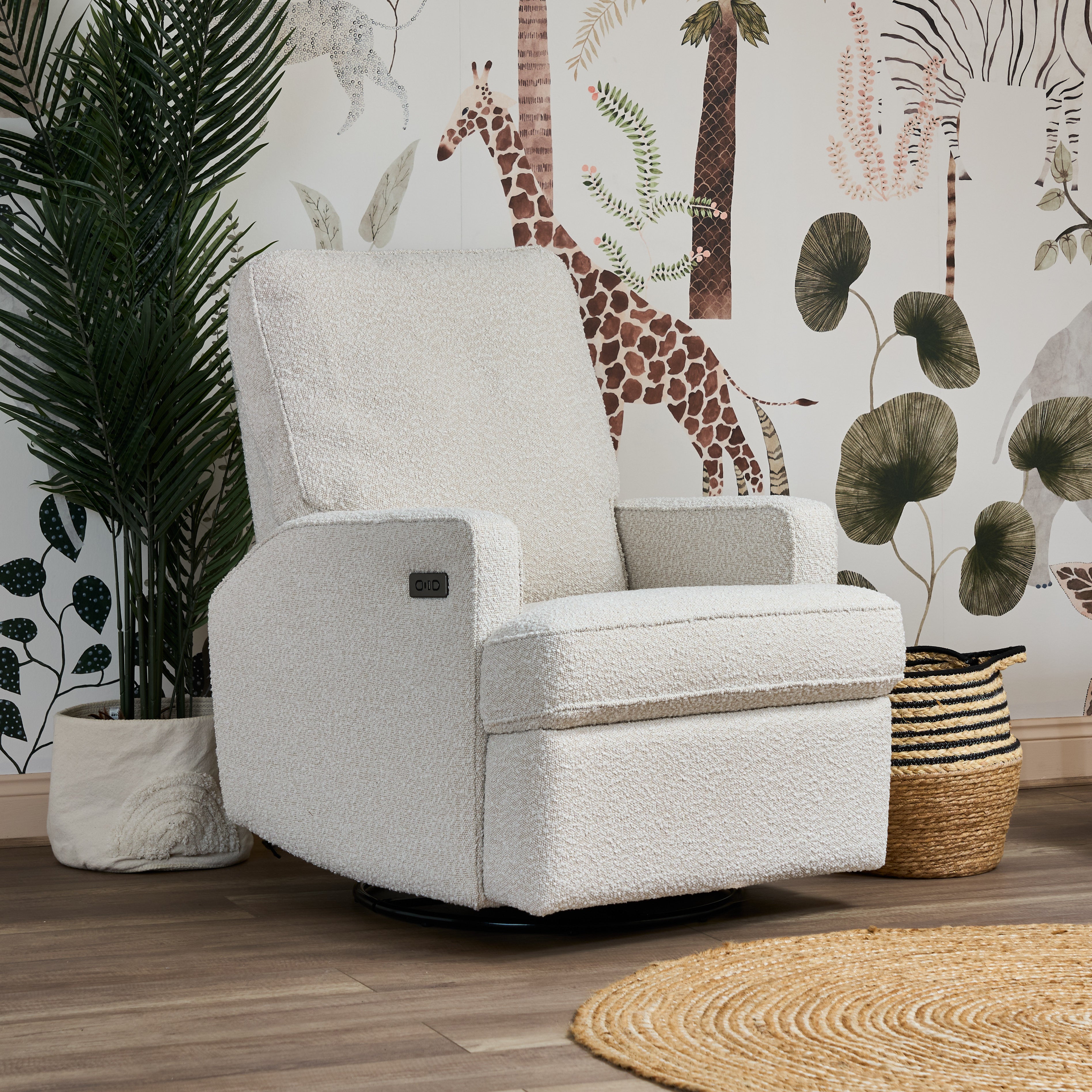 Boucle Electric Reclining Chair in room setting
