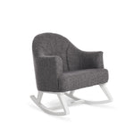 Padded rocking chair with arm rest with wooden rocking feet