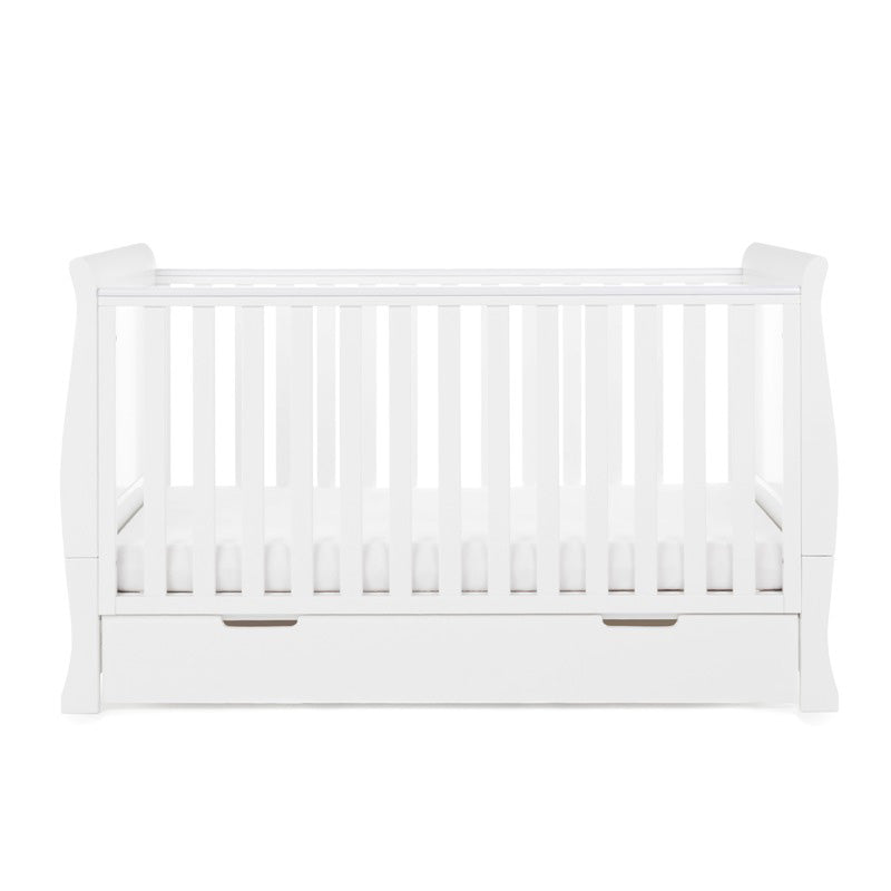 Sleigh Cot Bed with solid ends & under drawer.
