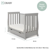 Stamford Mini Sleigh Cot Bed - Warm Grey