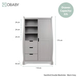 sleigh style grey double wardrobe with display shelves. Product Dimensions