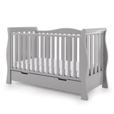 Sleigh Cot Bed with under drawer, base on the lowest setting
