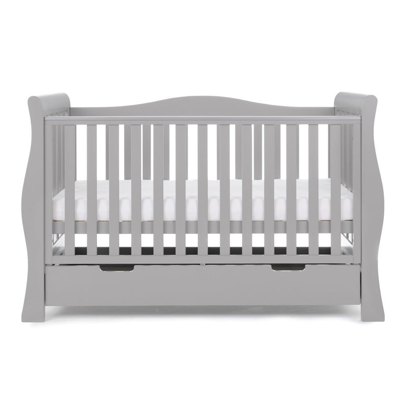 Sleigh Cot Bed with mattress at middle setting & under drawer included