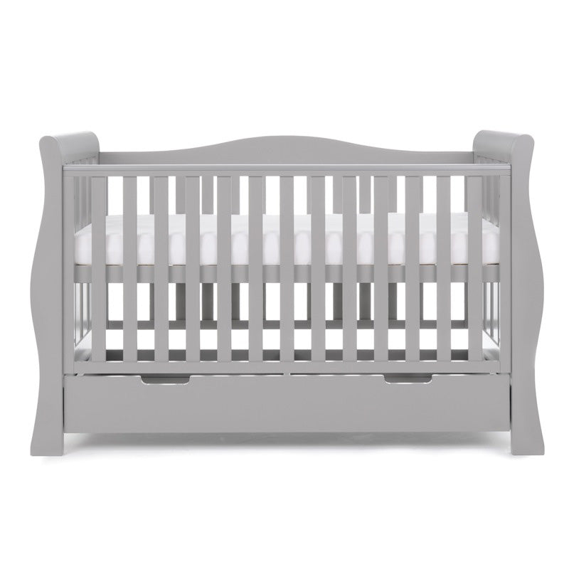 Sleigh Cot Bed with rails on all 4 side, base at new born mode & under drawer .