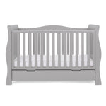 Sleigh Cot Bed with rails on all 4 sides, base on lowest setting & includes under drawer