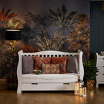 Cot Bed in day bed mode, with front side removed, under drawer included.