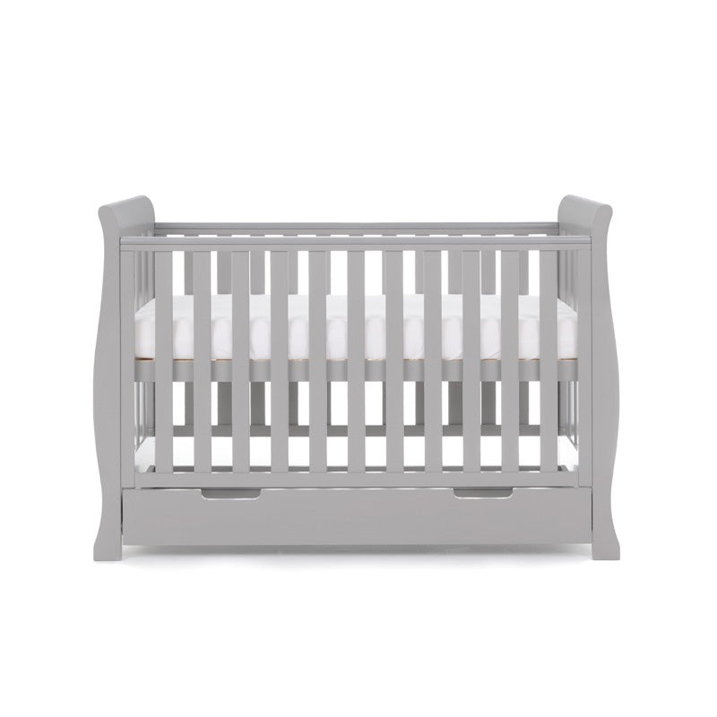 Sleigh Mini Cot Bed with curved ends, under drawer included.