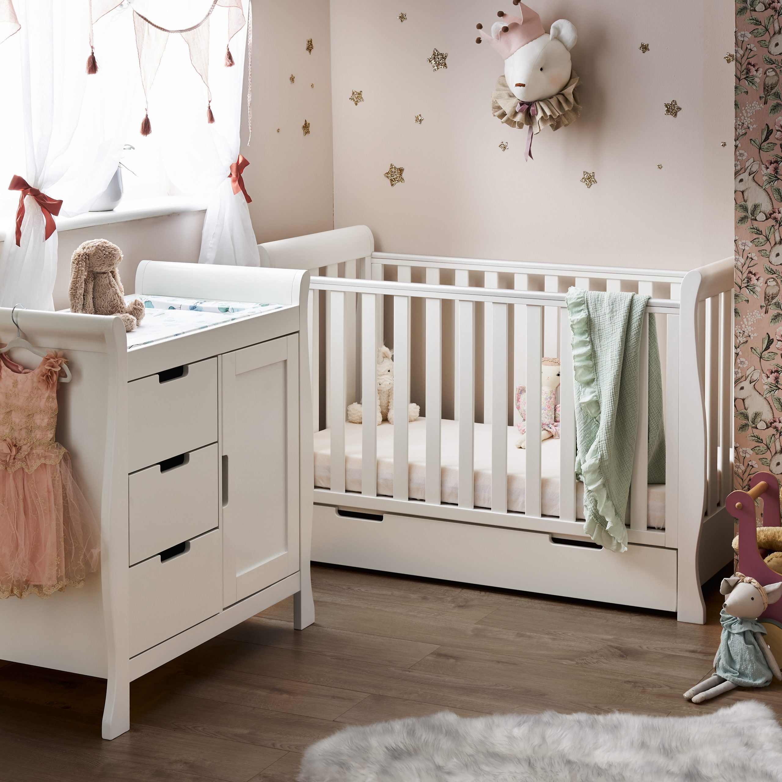 Stamford Mini Sleigh Piece Room Set White – Obaby