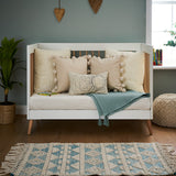 Maya Mini Cot Bed - White With Natural