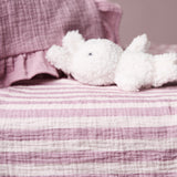 Muslin Fitted Sheet 140cm x 70cm - Berry Stripe