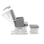 Wooden Gliding Nursery Chair with cushioned recline & gliding stool. 