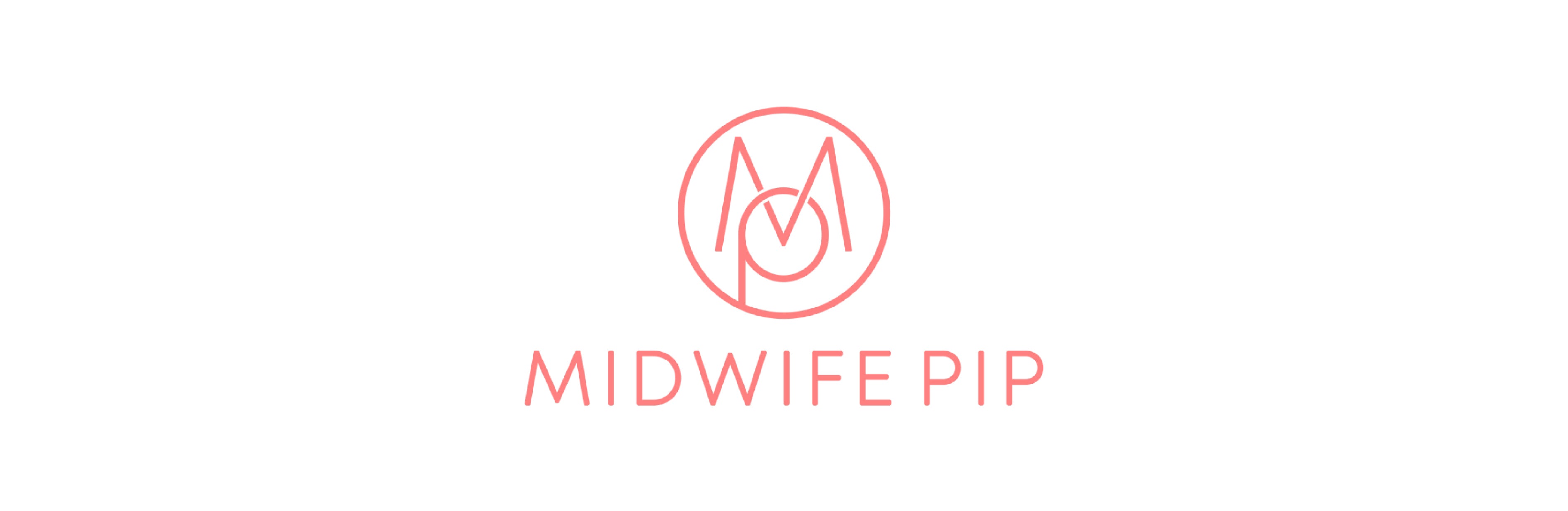 Logo of Midwife Pip with a red circle and 'M' on a white background