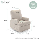 Madison Electric Swivel Glider Recliner Chair - Teddy Fabric Ivory