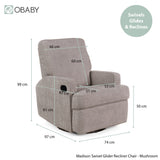 Madison Glider Recliner Chair – Chenille Mushroom