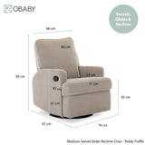 Madison Swivel Glider Recliner Chair - Teddy Fabric Truffle