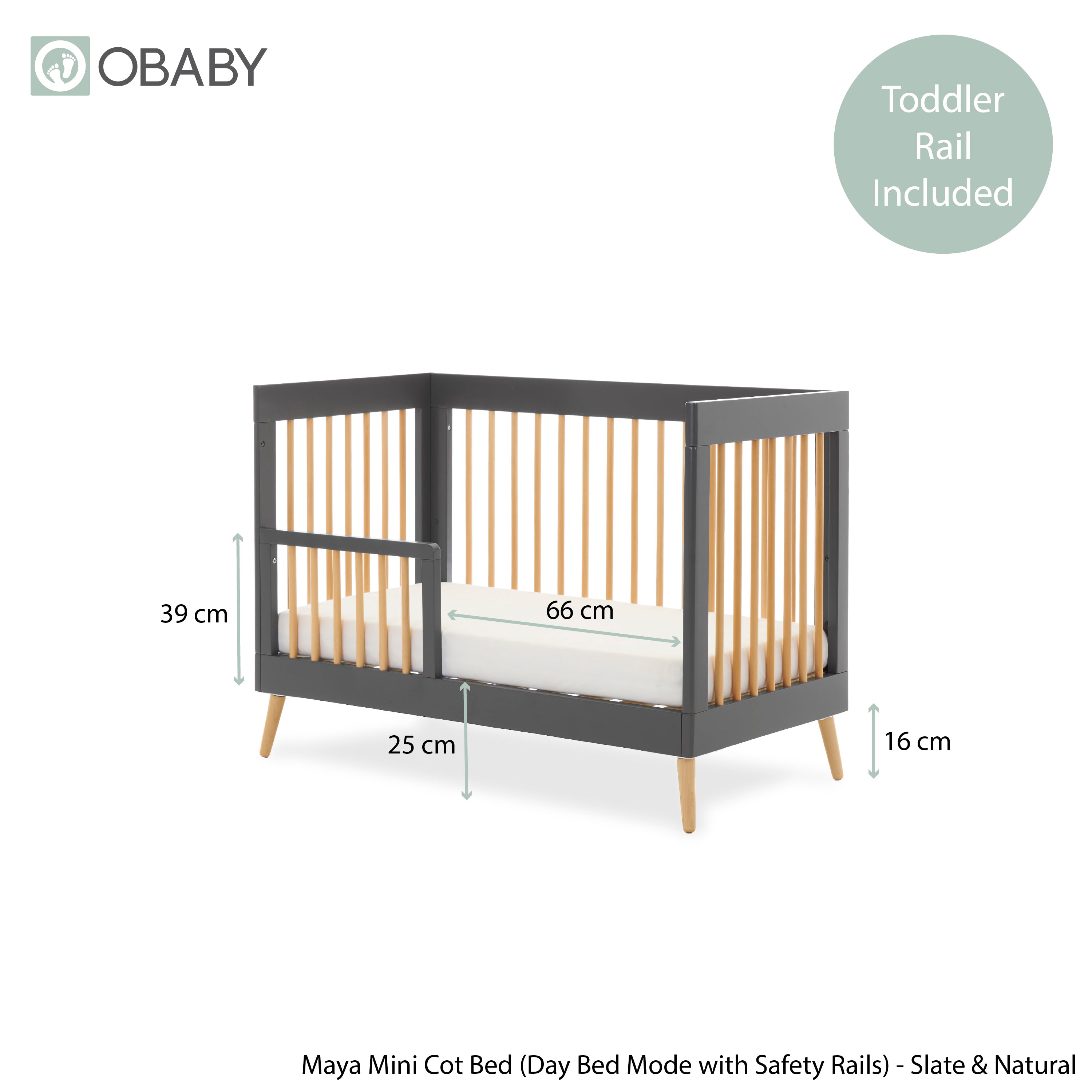 Maya Mini Cot Bed Slate – Obaby1