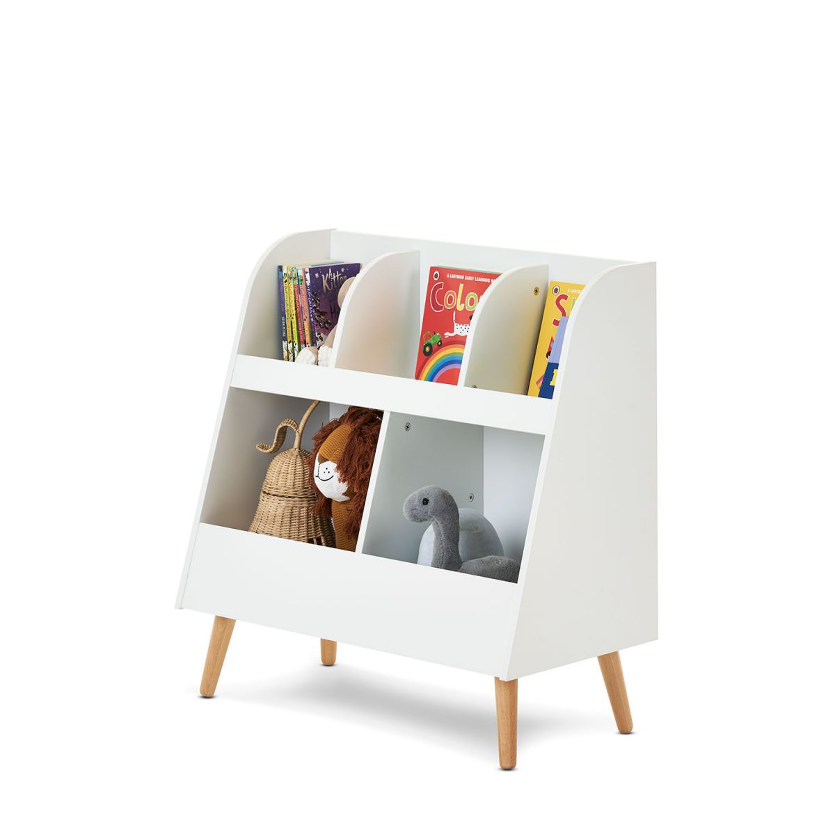Storage unit, low & easy access shelves for toddlers to see & play with their toys. 