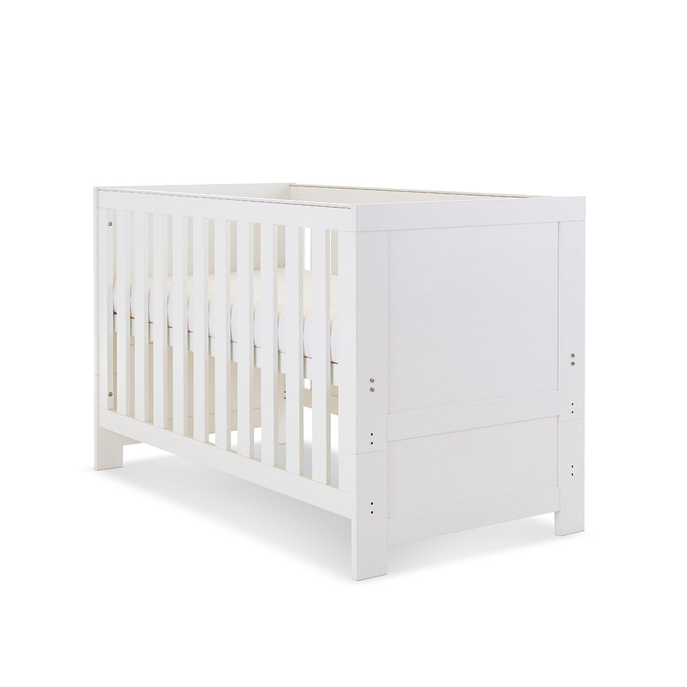 Mini Cot Bed with solid ends, base at middle setting 