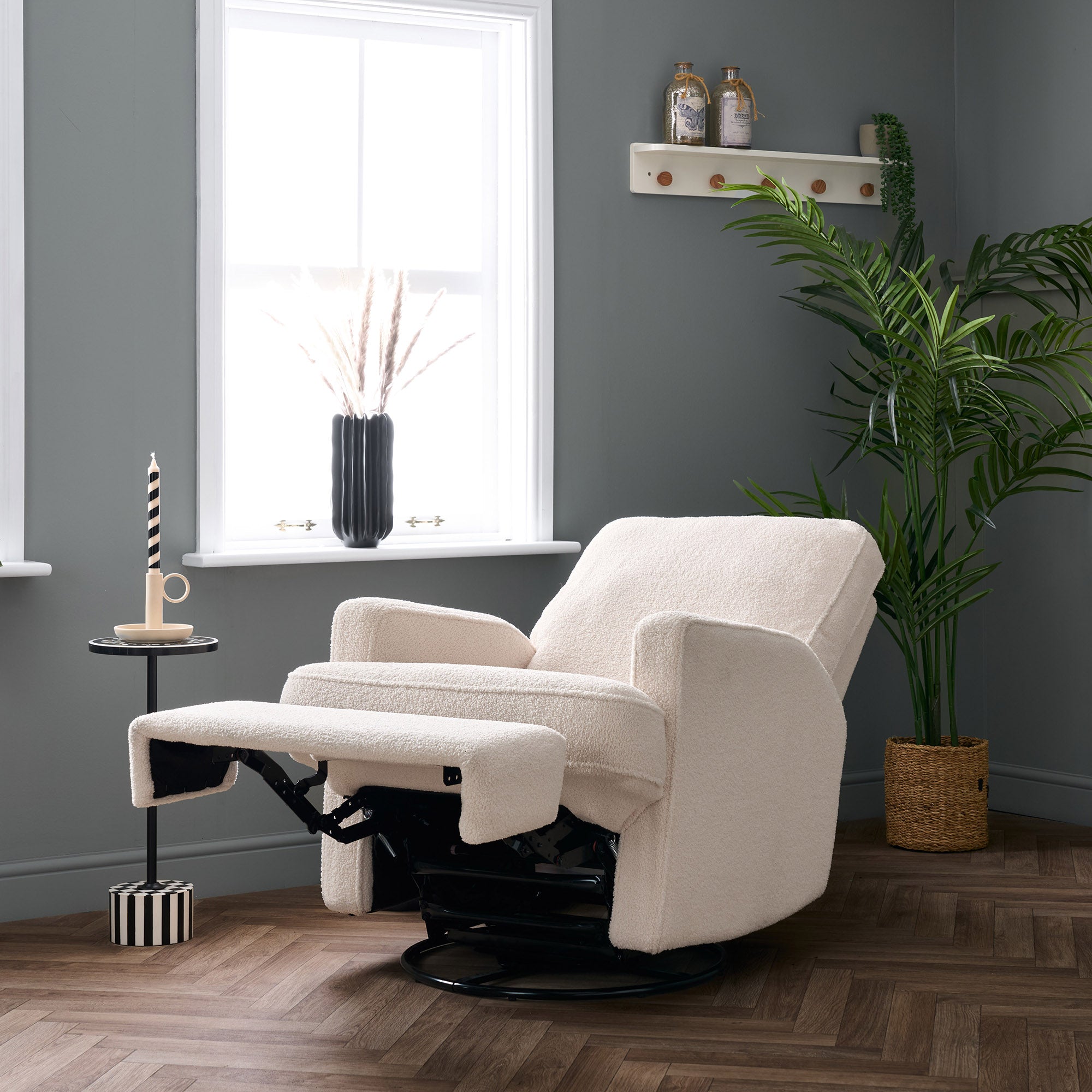 Spring Chair Madison Madison Electric Swivel Glider Recliner Chair - Teddy Fabric Ivory – Obaby