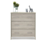 Dresser with changing top removed, 3 drawers with 2 metal handles. 