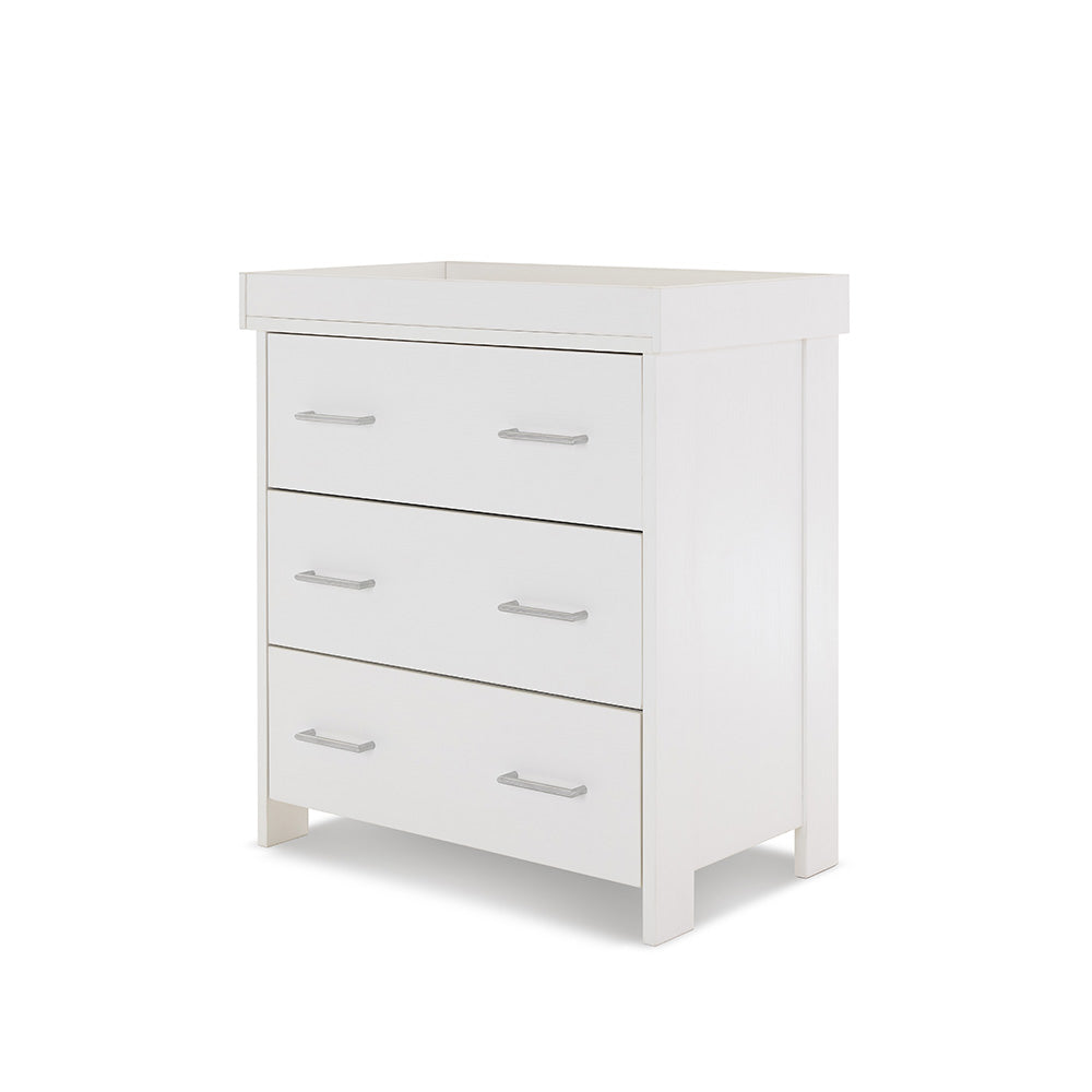 dresser with 3 drawers with mettal handles & removable changing top. 