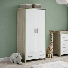Nika Double Wardrobe - Grey Wash & White