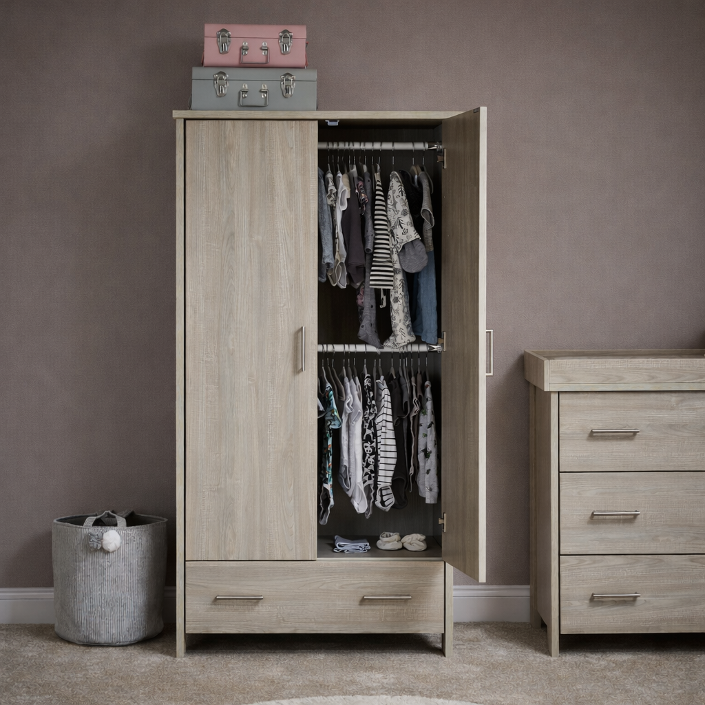Nika Double Wardrobe - Grey Wash – Obaby Nika Double Wardrobe - Grey Wash – Obaby
