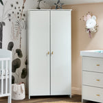 Double Nursery Wardrobe with gold T Bar handles. 
