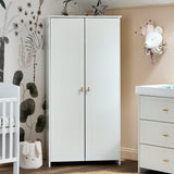 Double Nursery Wardrobe with gold T Bar handles. 