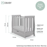 Stamford Space Saver Sleigh 3 Piece Room Set - Warm Grey