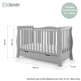 Stamford Luxe Sleigh Cot Bed - Warm Grey