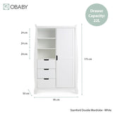 Stamford Sleigh Double Wardrobe - White