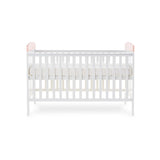 Grace Inspire Cot Bed & Fibre Mattress - Watercolour Rabbit - Pink
