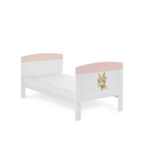 Grace Inspire Cot Bed & Fibre Mattress - Watercolour Rabbit - Pink