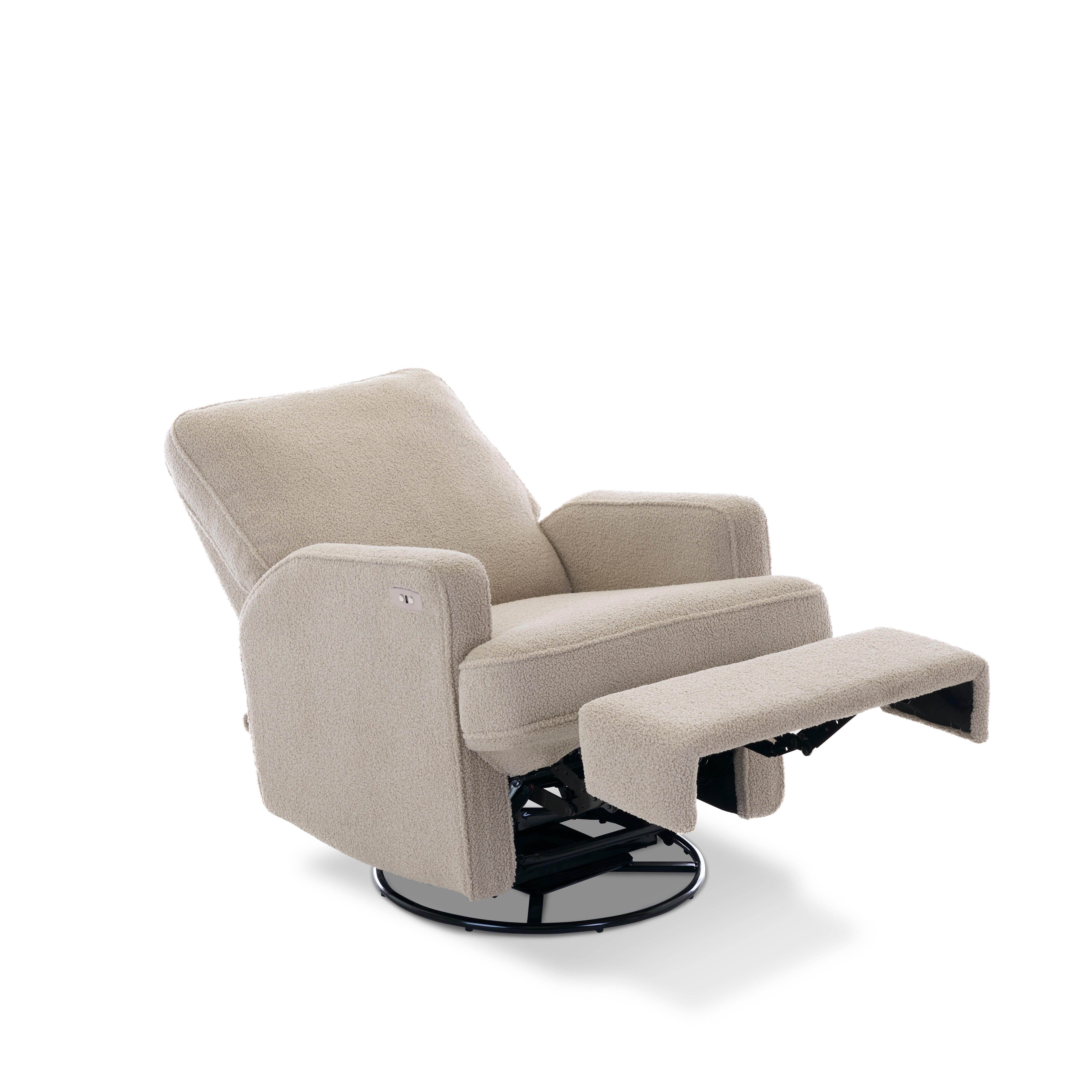 Spring Chair Madison Madison Electric Swivel Glider Recliner Chair - Teddy Fabric Ivory – Obaby